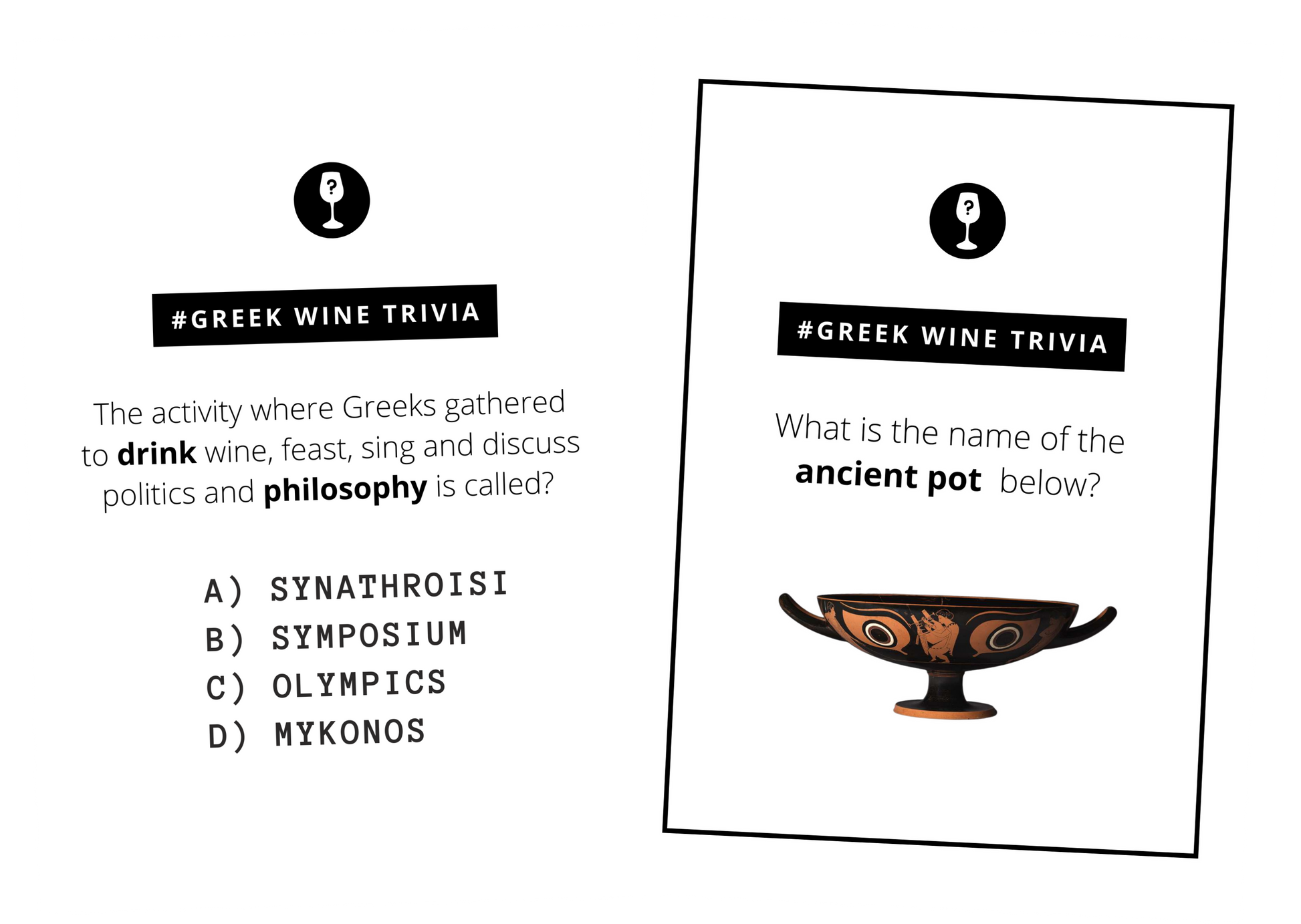 Greek wine trivia card game